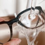 rinse glasses frame with water