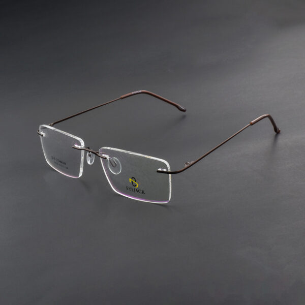 Stylish Brown Rimless 98008 C4 Eyeglasses