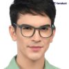 Young Man wearing Hustlr LA E15417 C2 Military Green Extra-Wide Eyeglasses