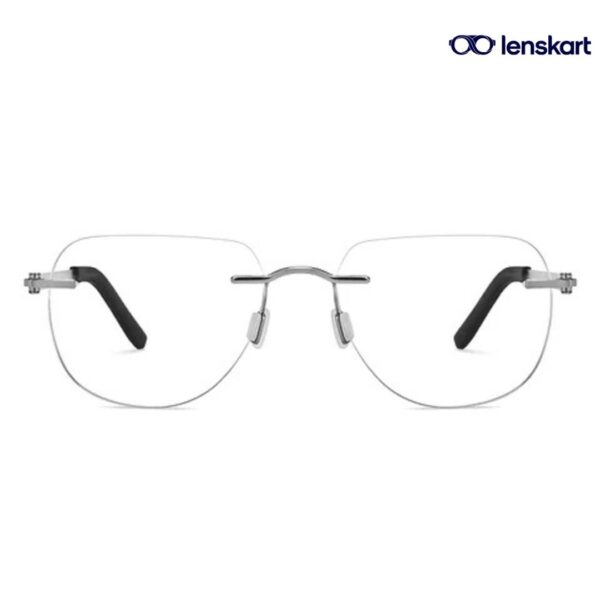 Silver Black Rimless Square Eyeglasses LA E14859 C3