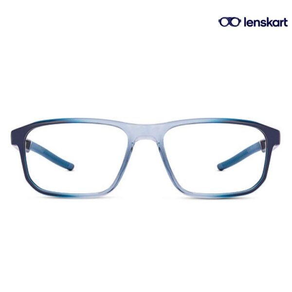 LA E000072 C1 Blue Transparent Rectangle Eyeglasses