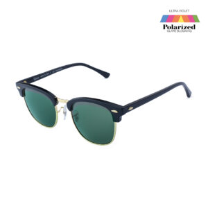 Polarized Clubmaster Green & Gold Sunglasses 6563P