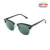 Polarized Clubmaster Green & Silver Sunglasses 6562P