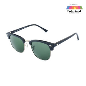 Polarized Clubmaster Green & Silver Sunglasses 6562P