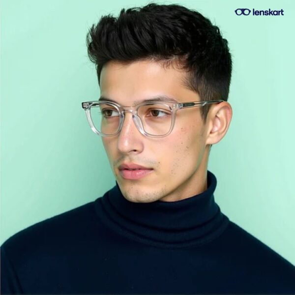 Men with Hustlr Transparent Acetate Eyeglasses LHE16985-W C5