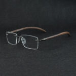 Stylish Rimless Black Wooden Eyeglasses 120200 COL.03