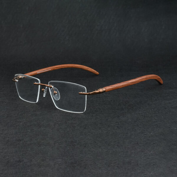 Stylish Rimless Black Wooden Eyeglasses 120200 COL.04