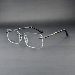 Rimless Black Havana 90606 C1 Eyeglasses