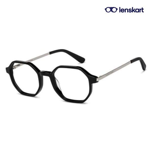 Black Silver Geometric Full Rim Eyeglasses VC E14977 C1 N