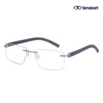 Lenskart Air Navy Rimless Rectangular Eyeglasses LA E000295 C2 W