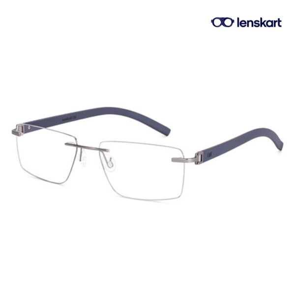 Lenskart Air Navy Rimless Rectangular Eyeglasses LA E000295 C2 W