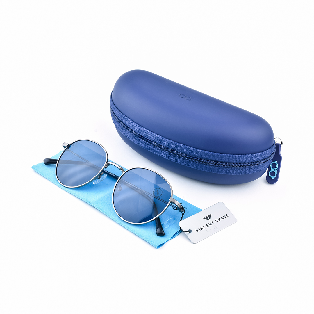 GDC round sunglasses ブルー Vincent Chase Gunmetal Blue Round Sunglasses VC S13137 C3 M