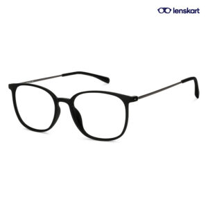 LA E13068 C1 Oval Black Full Rim Eyeglasses Zero Power Lens