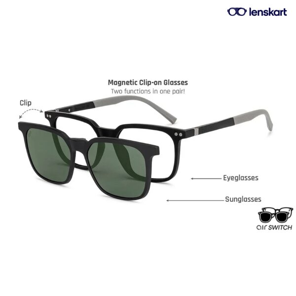 LensKart Air-Switch Clip-On Eyeglasses LA E17273 C2 M-137
