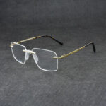 Golden Rimless Eyeglasses 120623J C9