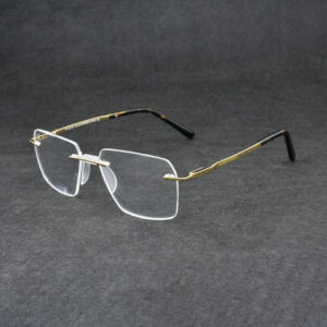 Golden Rimless Eyeglasses 120623J C9